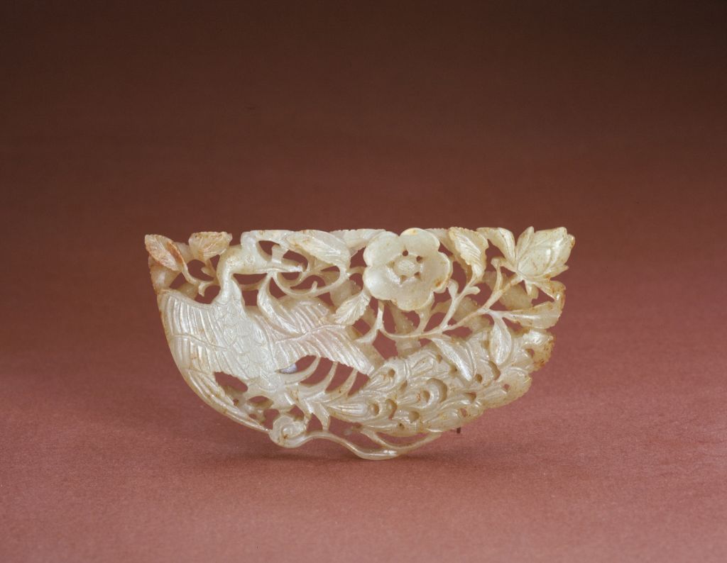 图片[1]-Jade Peacock Flower Ornament-China Archive